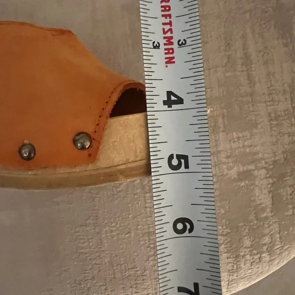 Candie's Demi Tan/Orange Leather Mules, Vintage, US 7 - Picture 5 of 5